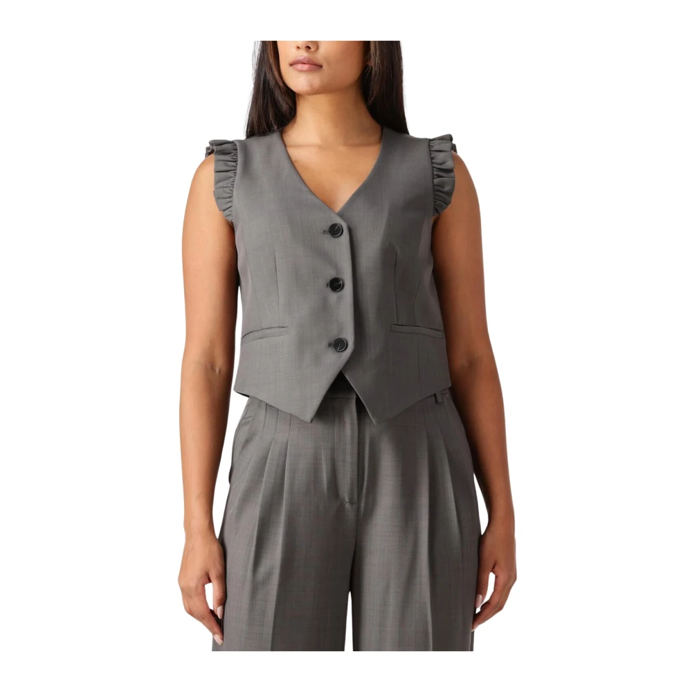 Co'Couture Frill Tailor Vest Donkergrijs Ruches Gray Dames