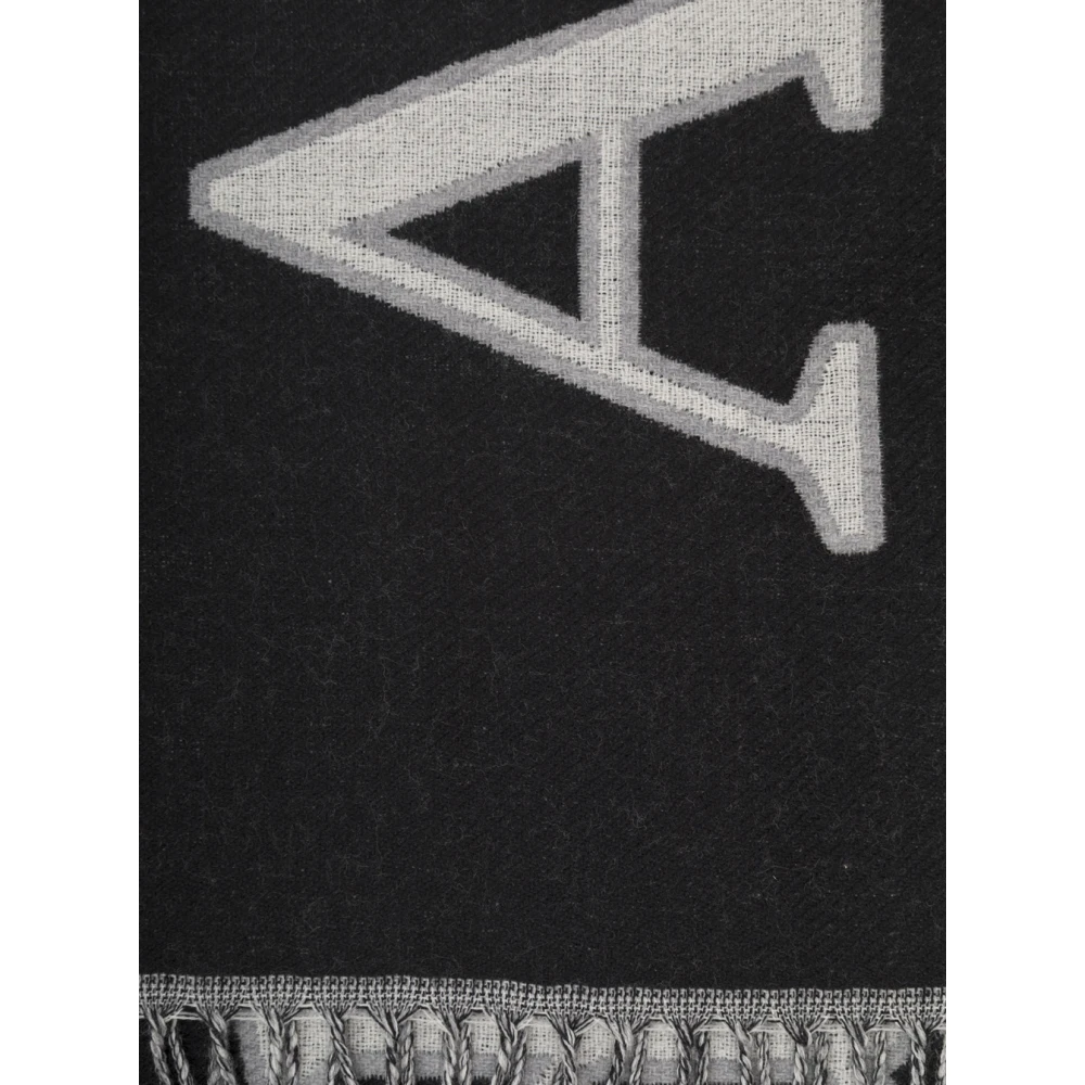 alexander mcqueen Fringed Varsity Logo Sjaal Zwart Wit Black Heren