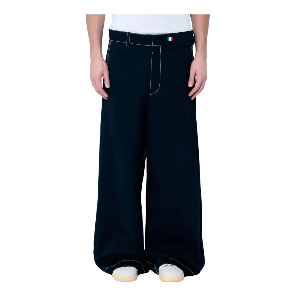 Moncler Hoge Taille Wide-Leg Broek met Logo Borduursel Black Heren
