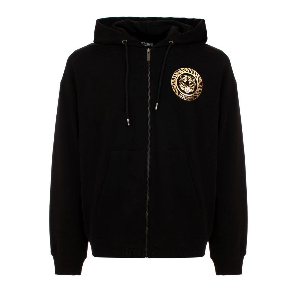 Just Cavalli Men's Black Zip-Throughs, Xl, Hoodie Jumpers