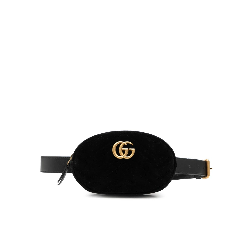 Gucci Vintage Women's Black Pre-Owned Gg Marmont Velvet Belt Bag