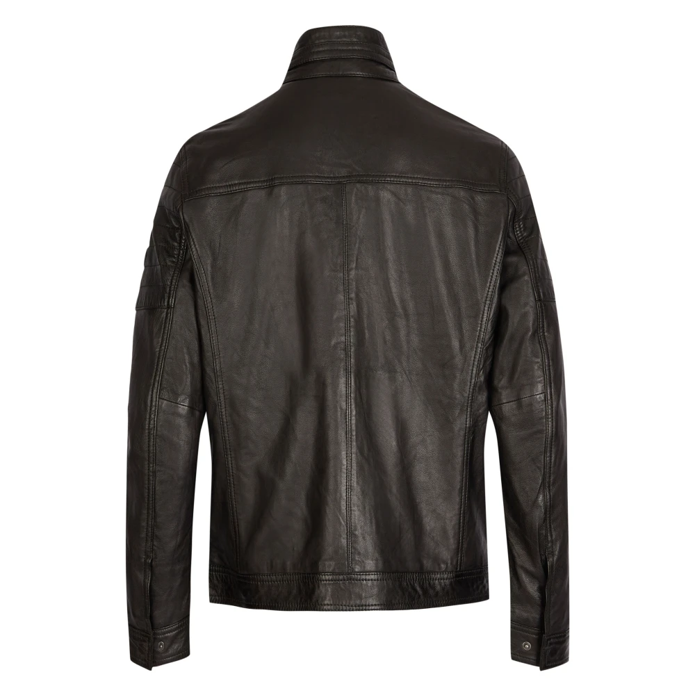 Bugatti Heren Leren Jas met Biker Stijl Black Heren