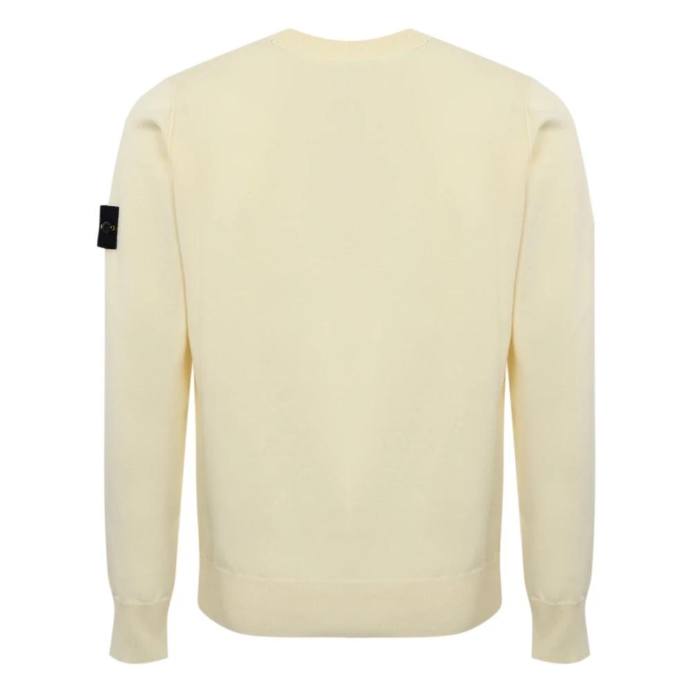 Stone Island Witte Katoenen Trui Geribbelde Details Beige Heren