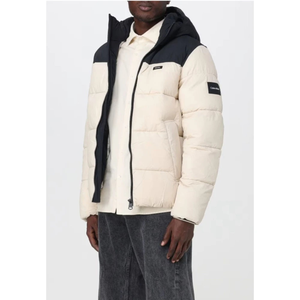 Calvin Klein Heren Color Block Gewatteerde Jas Beige Heren