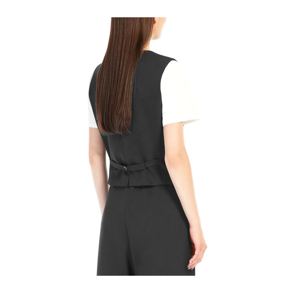 Max Mara Zwarte Jersey Katoenen Gilet Jas Black Dames