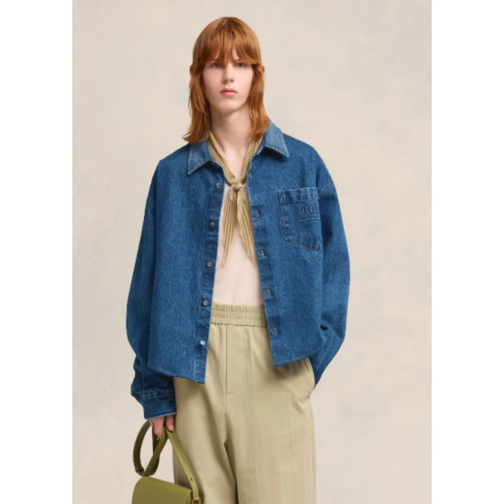 Ami Paris Luxe Jeans Overhemd Blue Dames