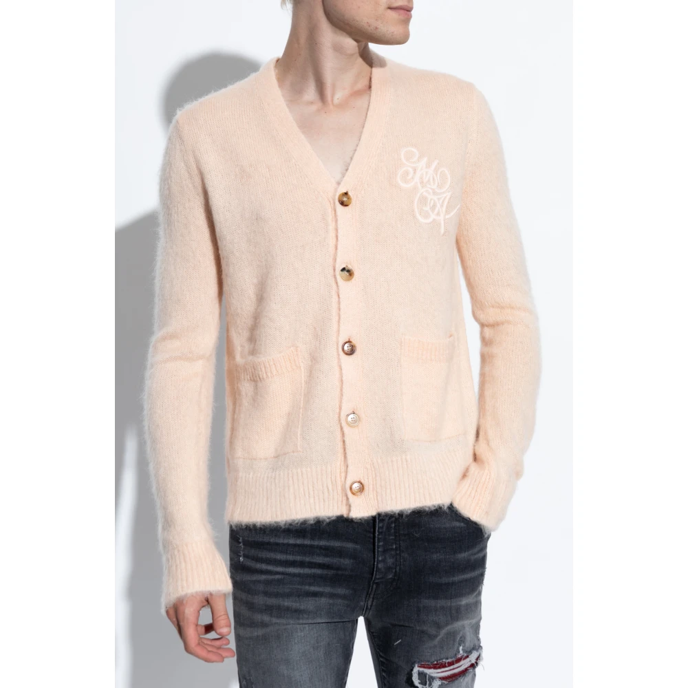 Amiri Cardigan met logo Pink Heren