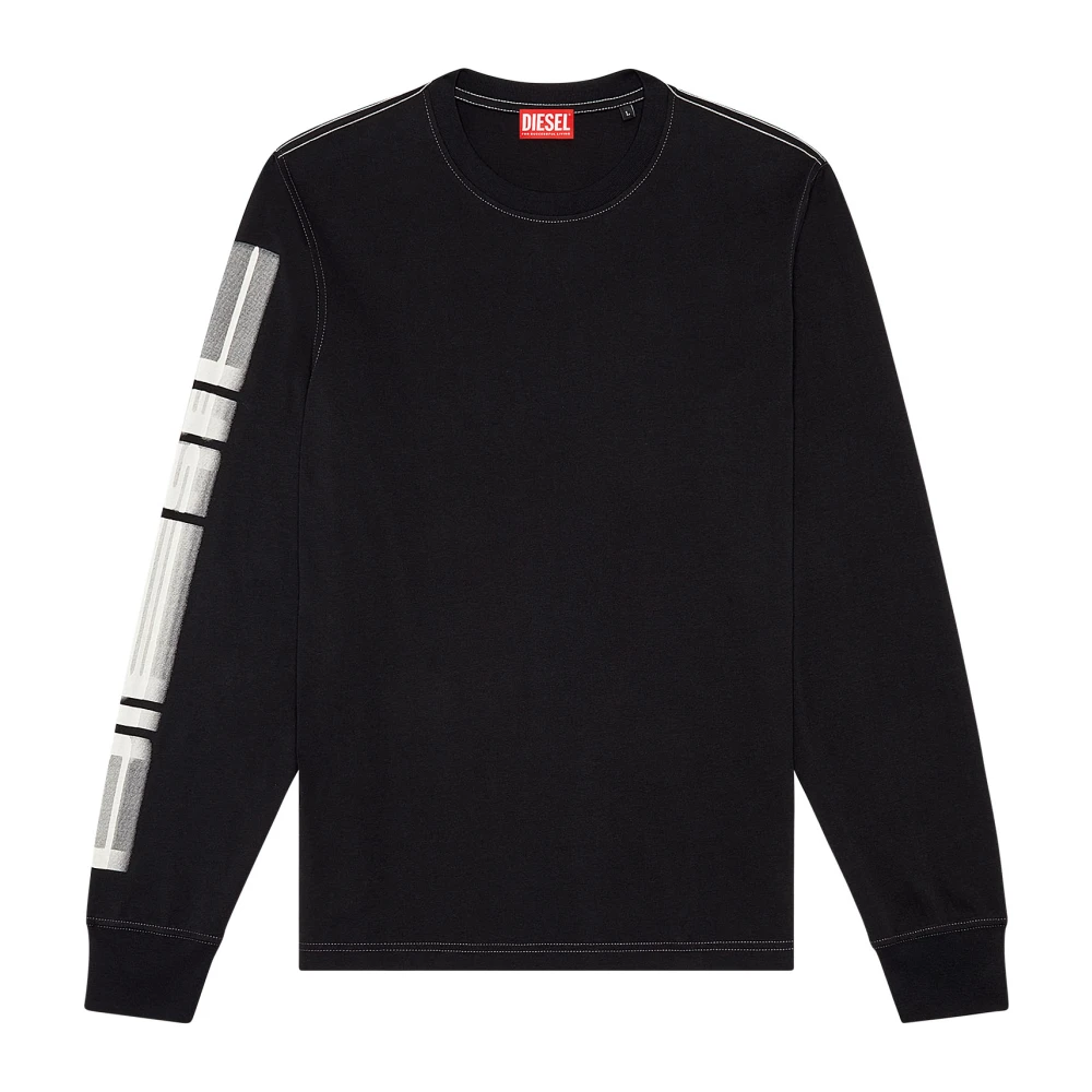Diesel Long-sleeve T-shirt with blurry prints Black Heren