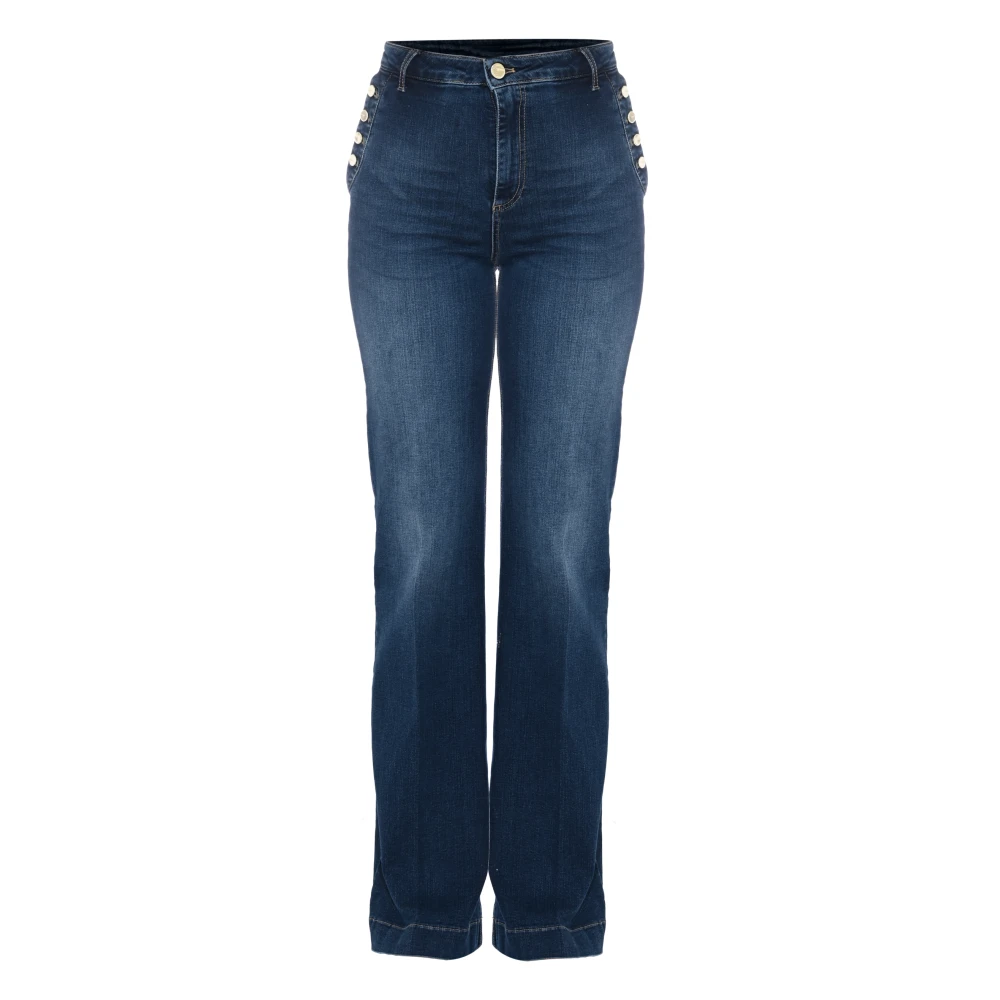 Kocca Flare jeans med dekorativa knappar Blue, Dam