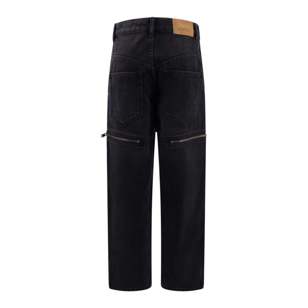Isabel Marant Étoile Biologische Denim Jeans met Frontale Rits Black Dames