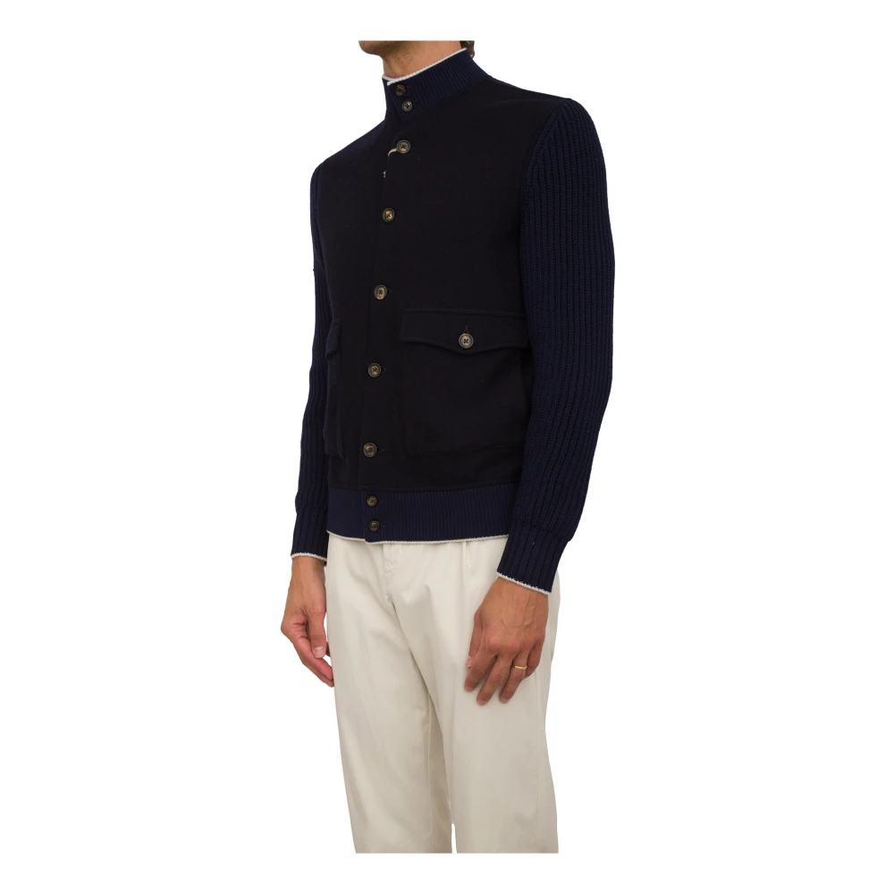Eleventy Blauwe Bimateriaal Jas Blue Heren