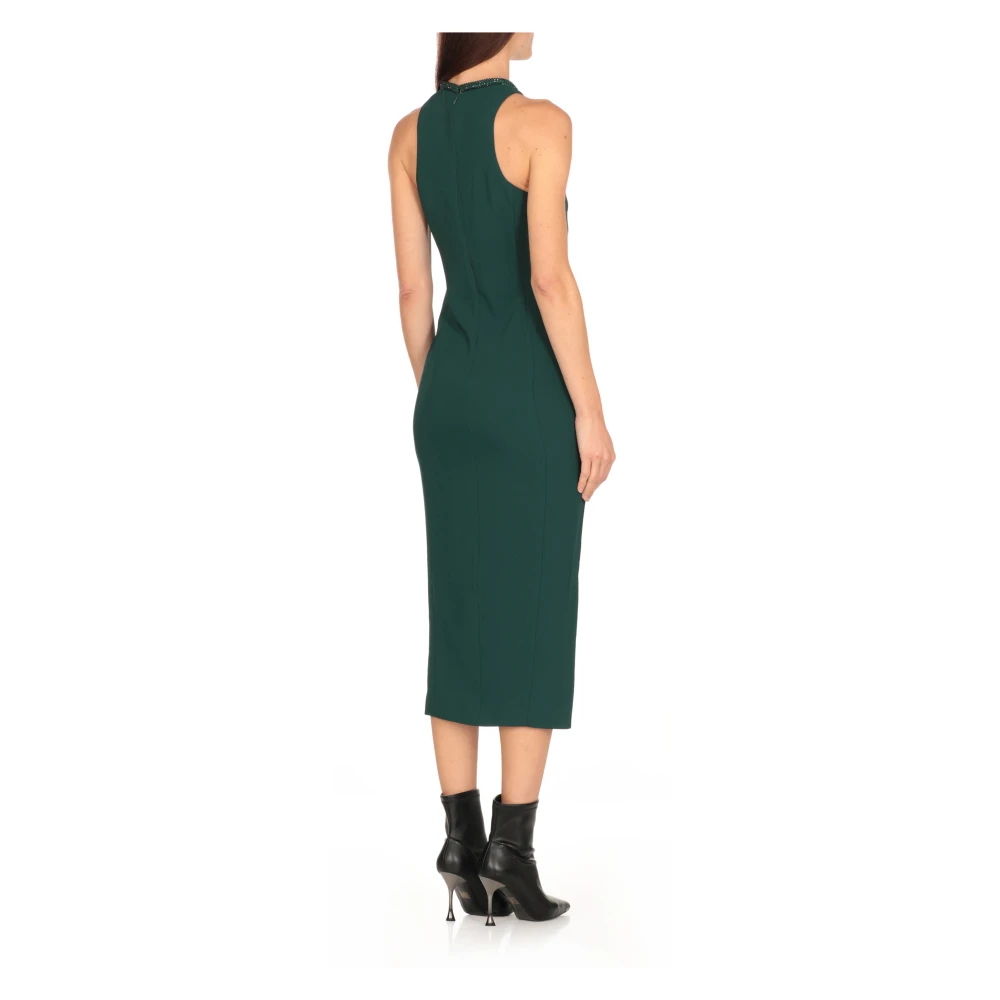 pinko Groene Viscose Jurk met Strass Detail Green Dames