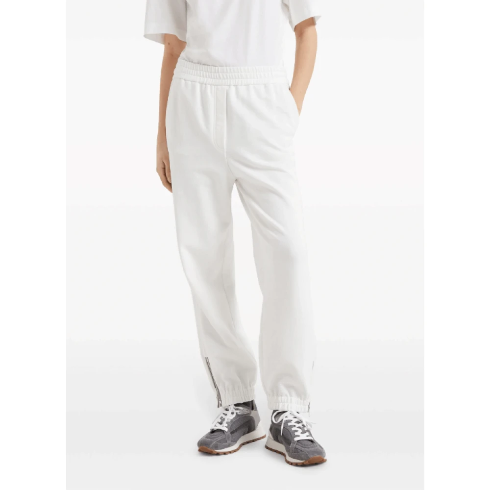 BRUNELLO CUCINELLI Witte Katoenen Track Broek White Dames