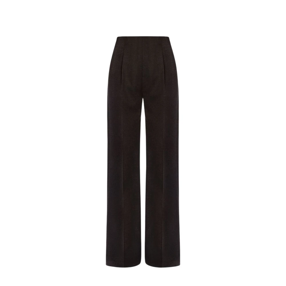 Alberta Ferretti Women's Gray Wide Trousers, 2XS, High-Waisted Wide Trousers