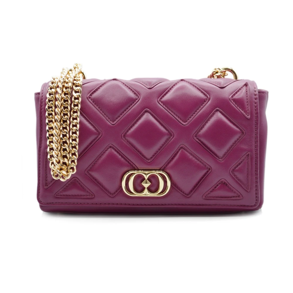 La Carrie Iconische leren schoudertas Purple Dames