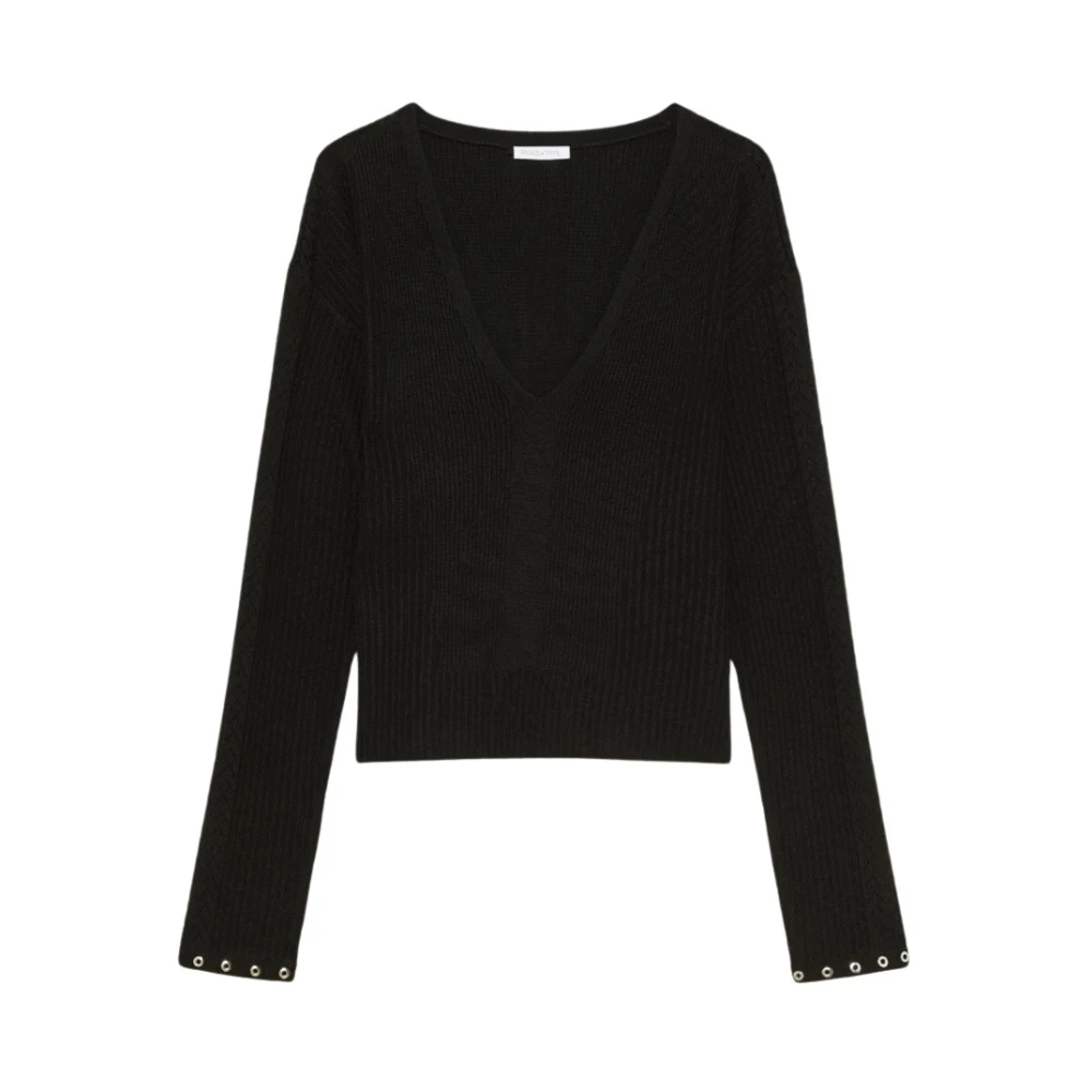 PATRIZIA PEPE Essentiële Ribgebreide Top Black Dames