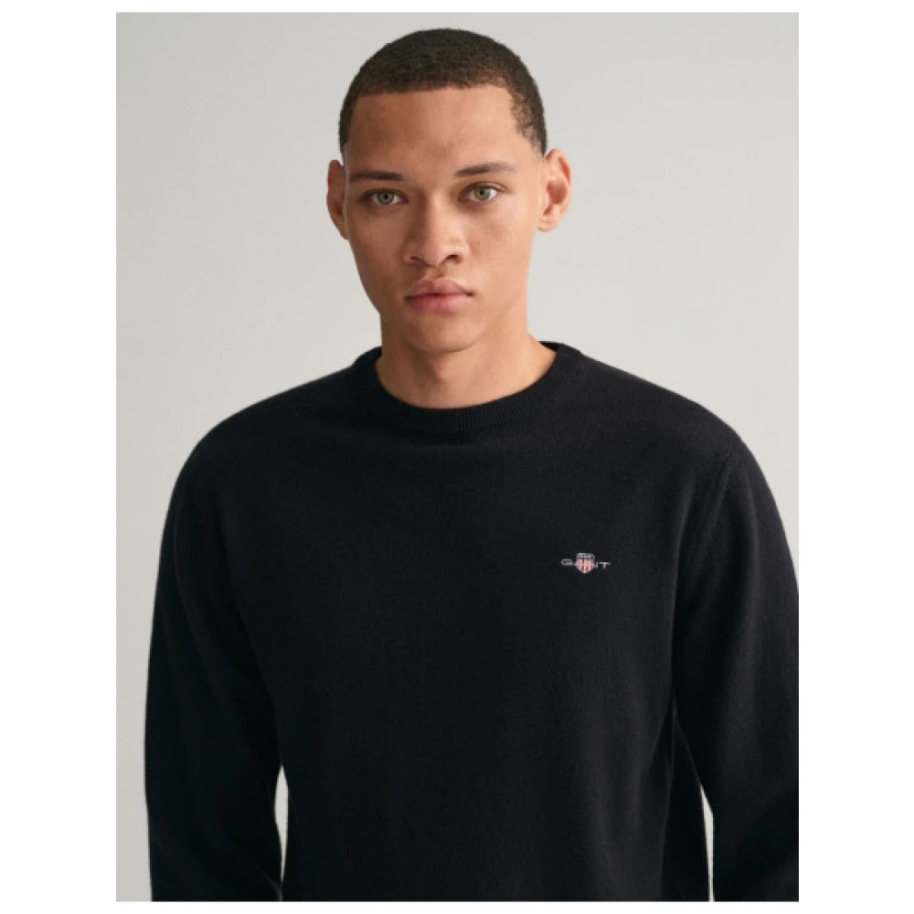 Gant Ultra Fijne Wol Ronde Hals Trui Black Heren