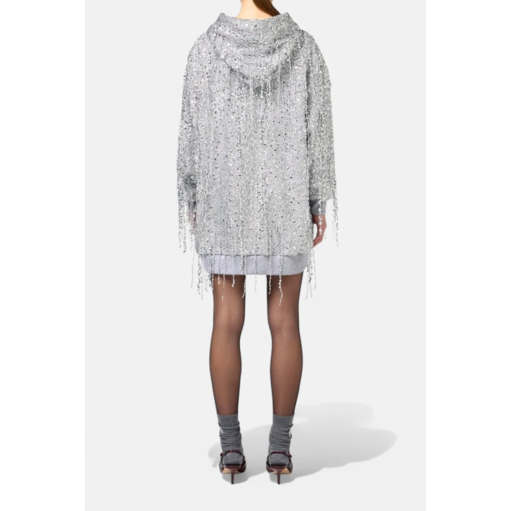 Elisabetta Franchi Geborduurde Mini Jurk met Pailletten Franjes Gray Dames