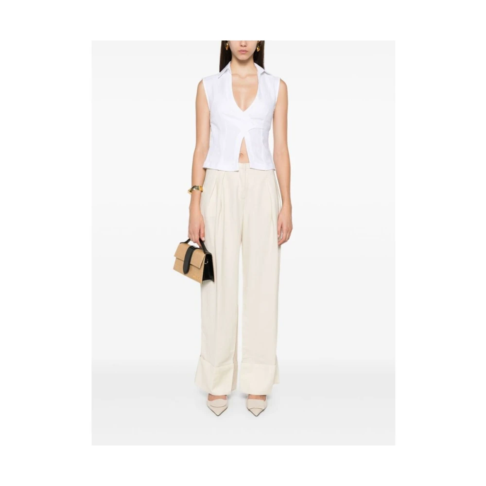 Faithfull the Brand Witte Linnen Wrap Mouwloze Shirt White Dames