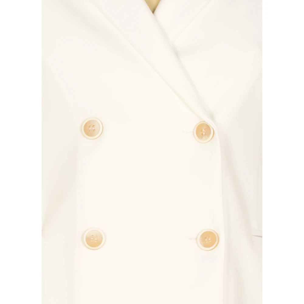 Fabiana Filippi Witte Double-Breasted Blazer met Peak Revers White Dames