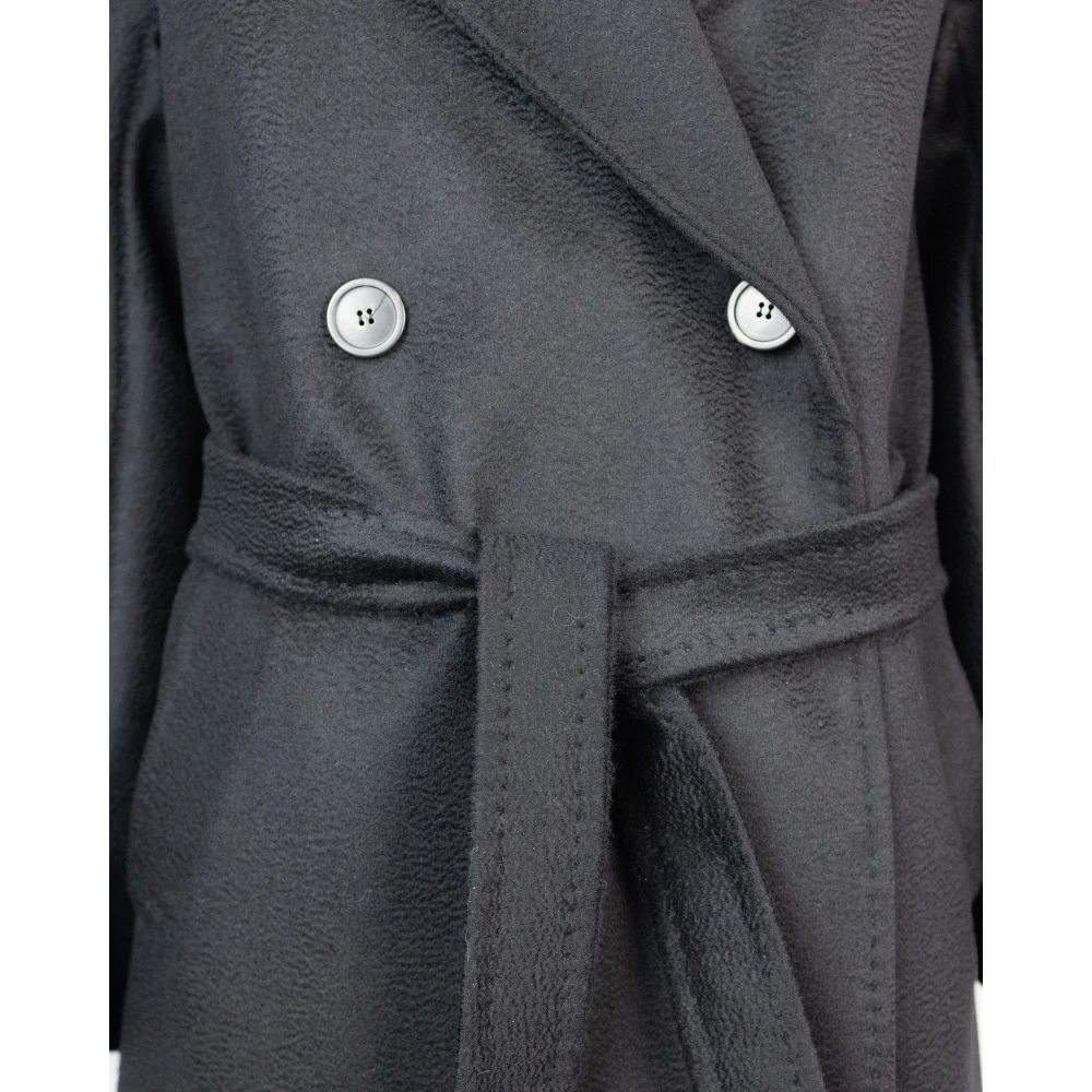 Max Mara Zwarte wollen jas met kimono-mouwen Black Dames
