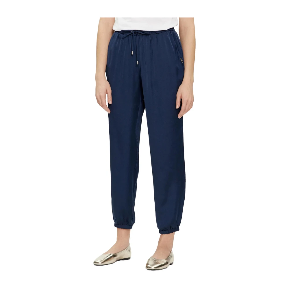 Liu Jo Blauwe Satijnen Jogger Broek Blue Dames