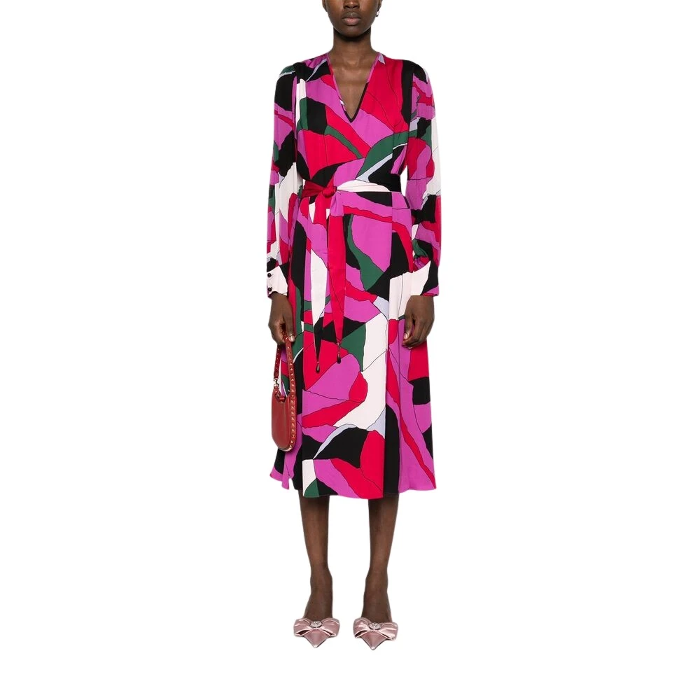 Diane Von Furstenberg Abstract Patroon V-Hals Jurk Multicolor Dames