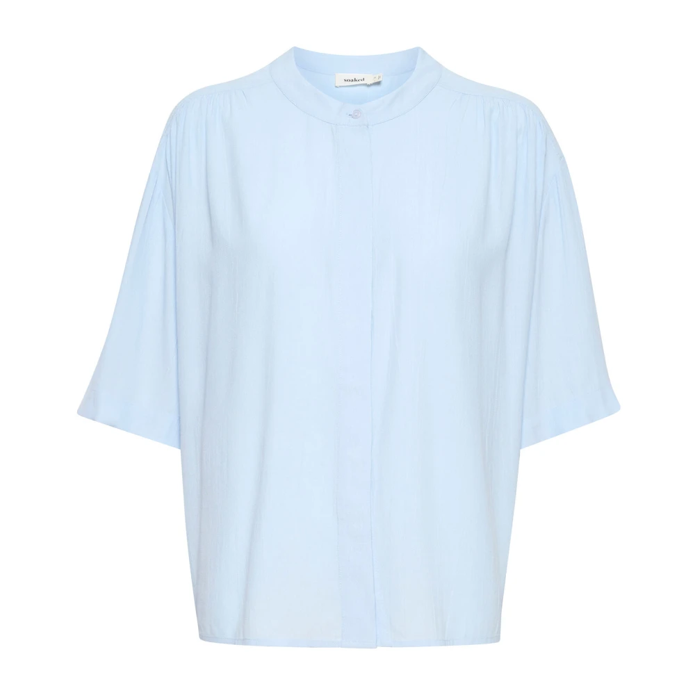 Soaked in Luxury Elegant korte mouwen blouse Skyway Blue Dames