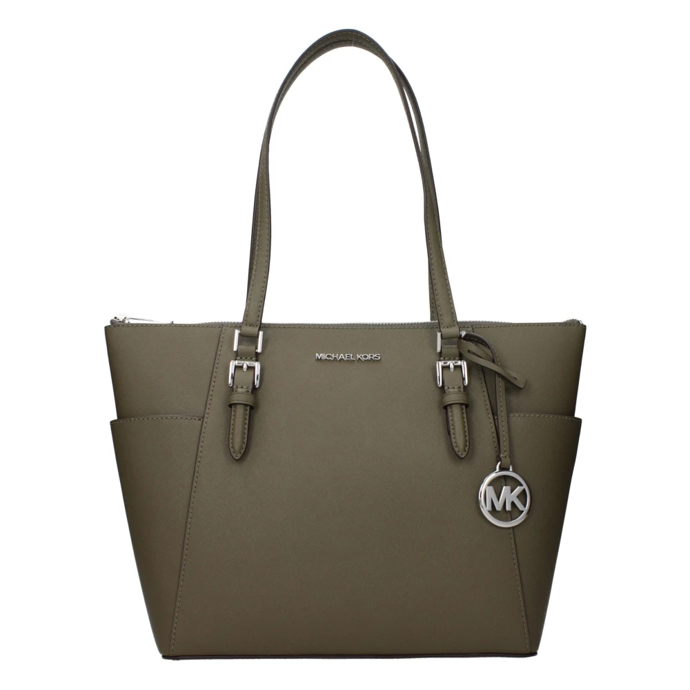 Michael Kors Women's Green Shopping Bags, One Size, Charlotte Shoulder Bag