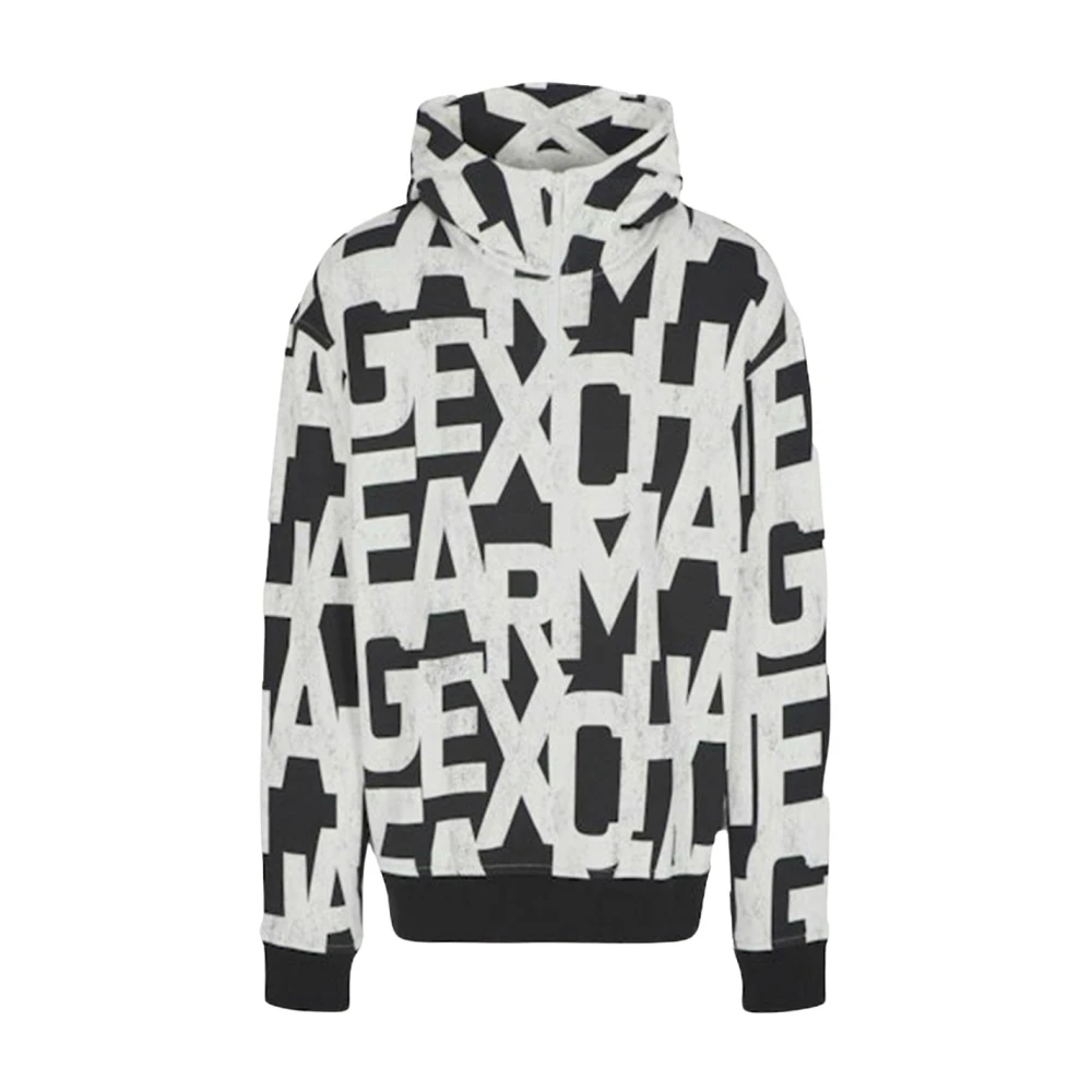 Emporio Armani Zwarte hoodie met allover logo Multicolor Heren