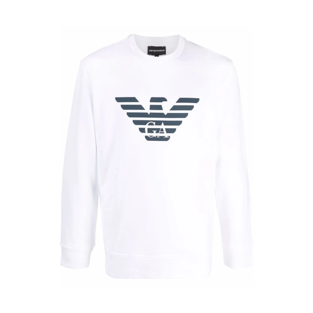 Emporio Armani Logo Print Sweatshirt White, Herr