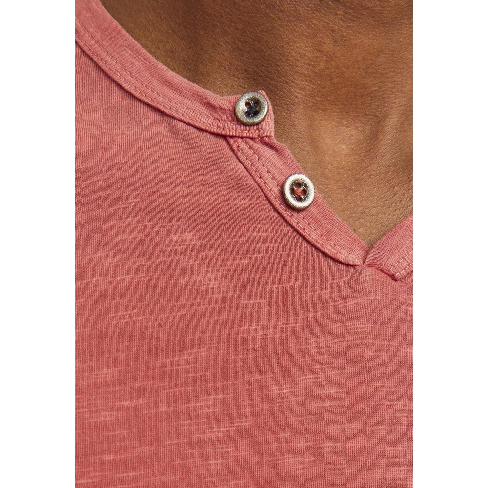 jack & jones Split Neck Heren T-shirt Pink Heren