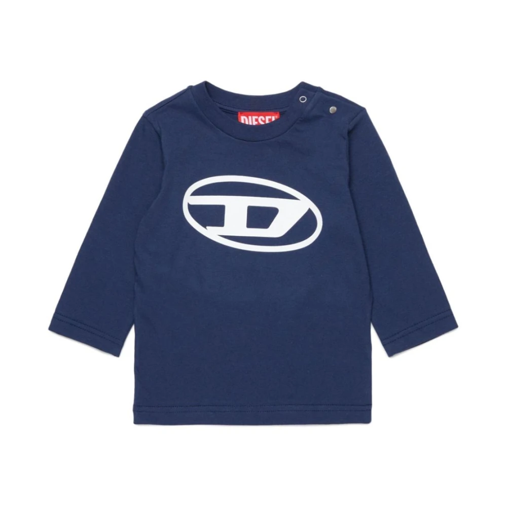 Diesel Blå Logo Print Jersey Topp Blue, Pojke