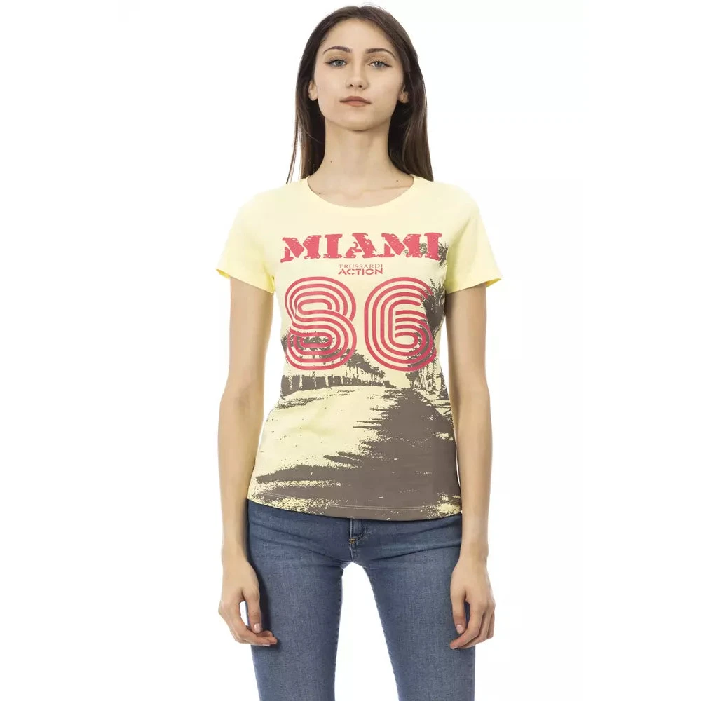 Trussardi Vrouw Geel Tops Dames, Xl, Katoen, Action T-Shirt Met Korte Mouwen