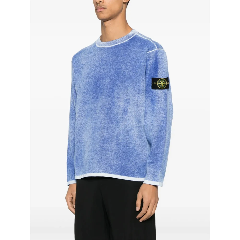 Stone Island Blauwe Sweater met Badge Blue Heren