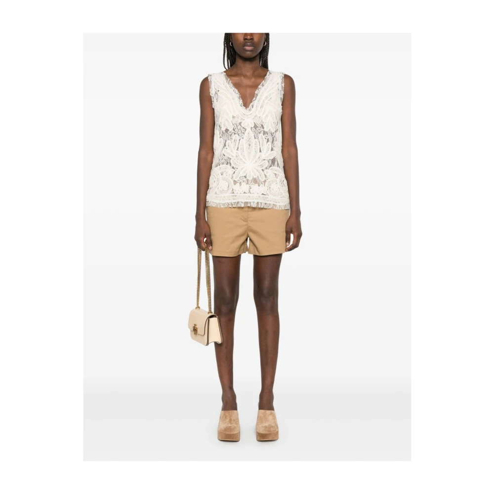 P.a.r.o.s.h. Beige Top met True-to-Size Fit Beige Dames