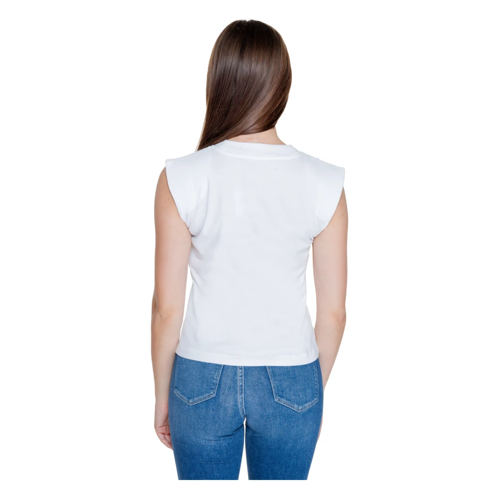 Calvin Klein Jeans Wit Katoenen T-Shirt Ronde Hals White Dames