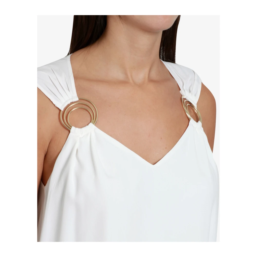 Simona Corsellini Mouwloze Viscose Top met Brede Schouderbandjes White Dames