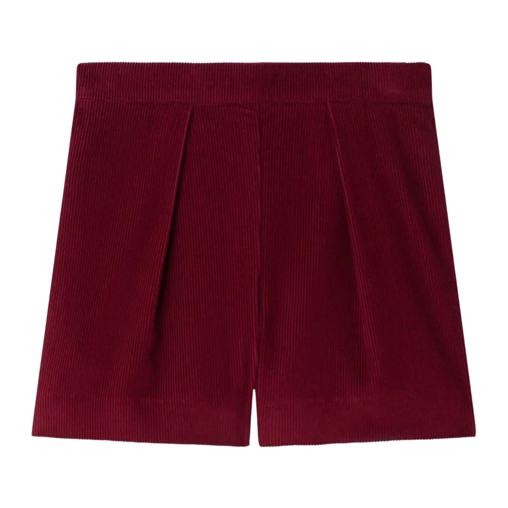 Bonpoint Girls Red Shorts, 8 Y, Pleated Corduroy Shorts
