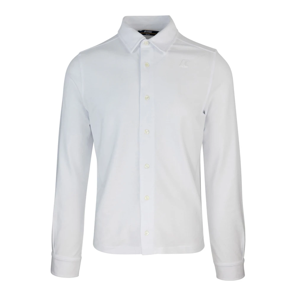 K-Way Men's White Formal Shirts,, Piqué Shirt Slim Fit Medium