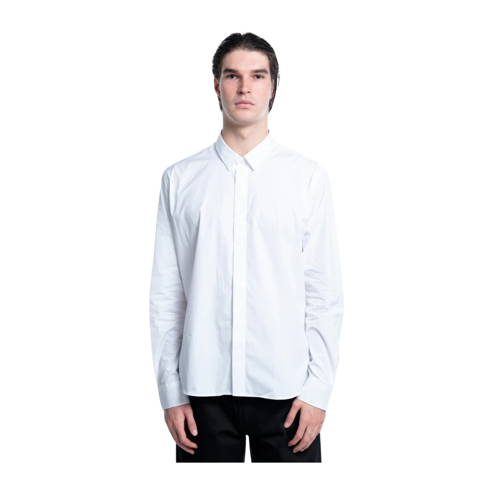 Ami Paris Klassiek overhemd met knoopkraag en Ami de Coeur borduursel White Heren