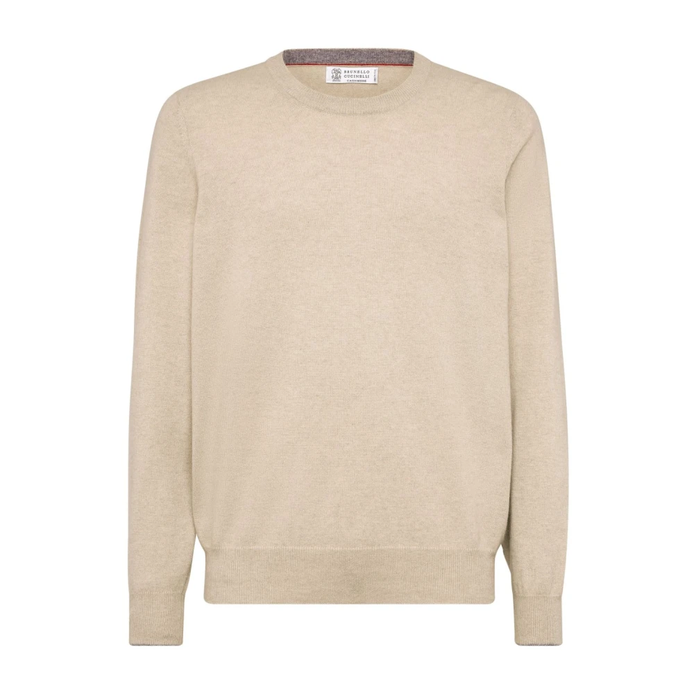 BRUNELLO CUCINELLI Kasjmier Gebreide Trui Beige Brown Heren