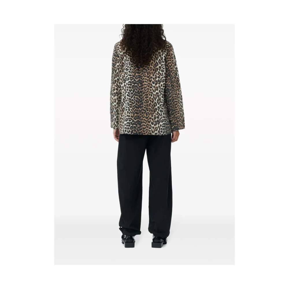 Ganni Luipaardprint Canvas Jas Multicolor Dames