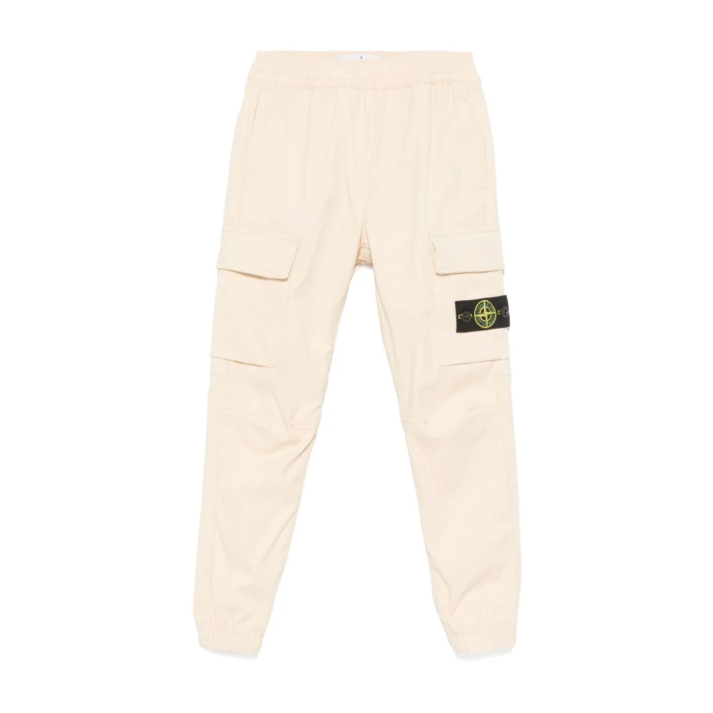 Stone Island Boys Beige Trousers, 4 Y, Stylish Regular Tapered Trousers