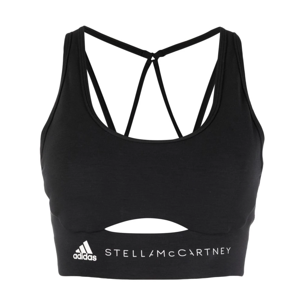 Adidas by stella mccartney Zwart Logo-Print Bralette Top Black Dames