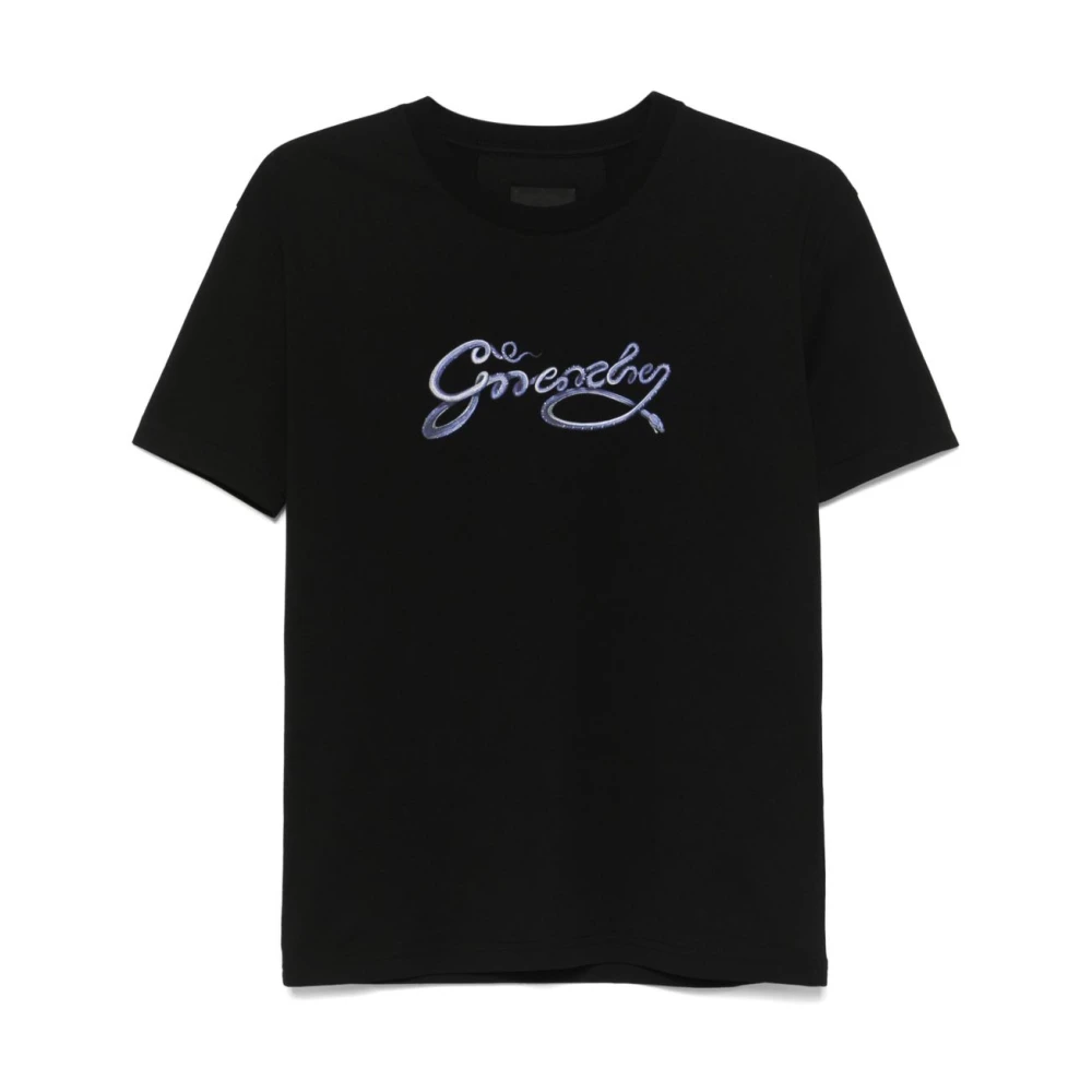 Givenchy Women's Black T-Shirts, Xs, Snake-Print T-Shirt