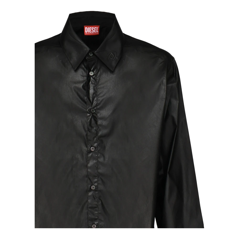 Diesel Zwarte Button-Up Shirt met Franse Kraag Black Heren