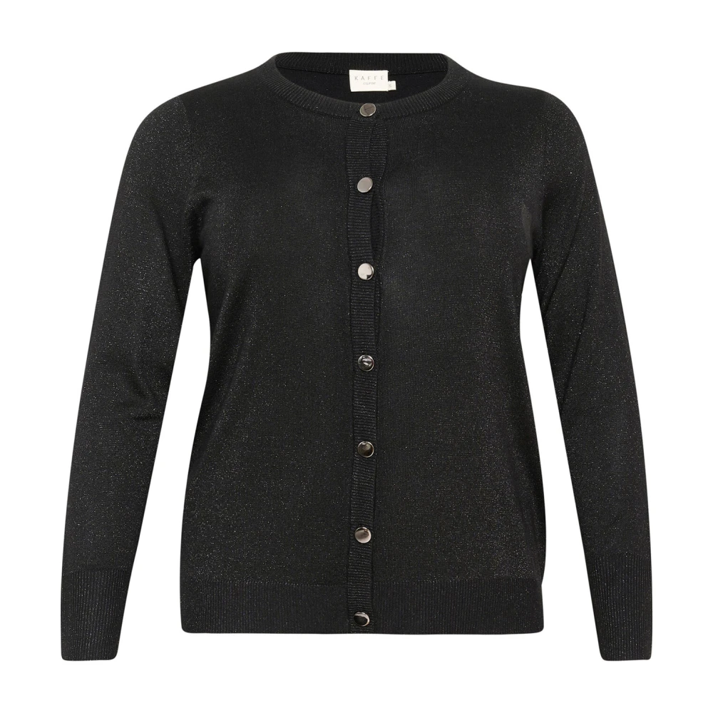 Kaffe Curve Zwart Metallic Gebreid Vest Black Dames