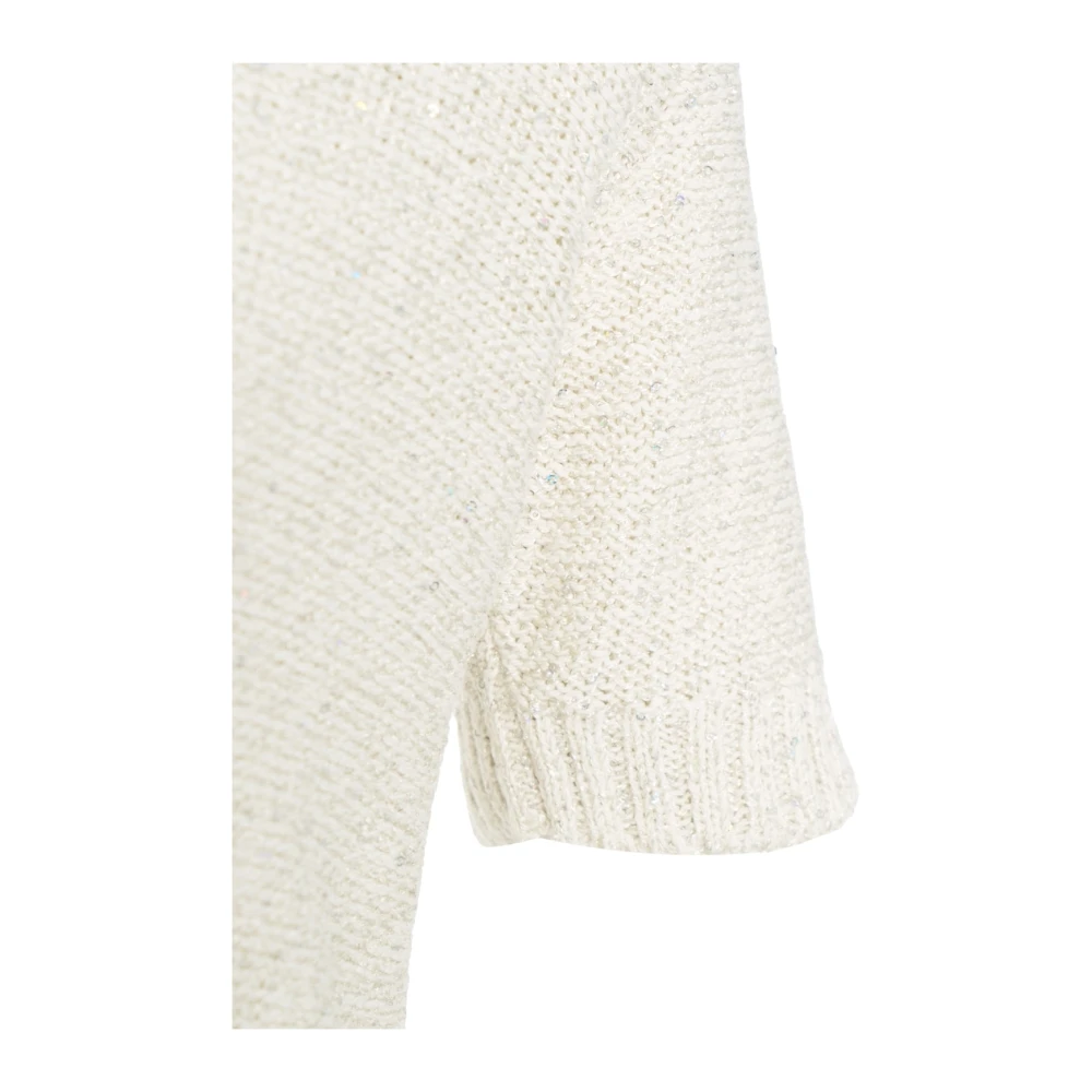 Kaos Beige Gebreide Polo met Glitterdetails Beige Dames