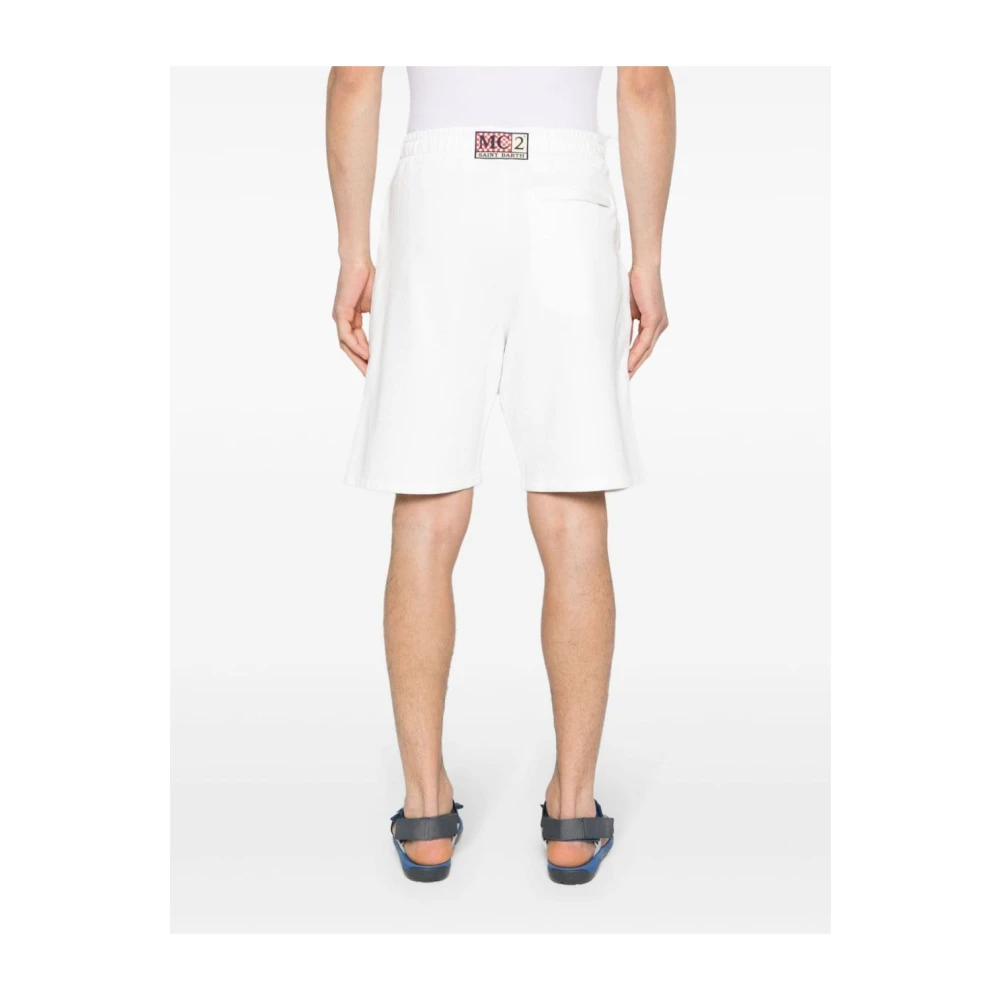 MC2 Saint Barth Witte Jersey Shorts met Logo Borduursel White Heren